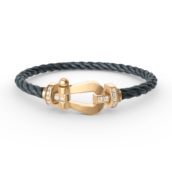 [⭐Aura]FORCE LARGE HORSESHOE HALF DIAMOND BRACELET GOLD