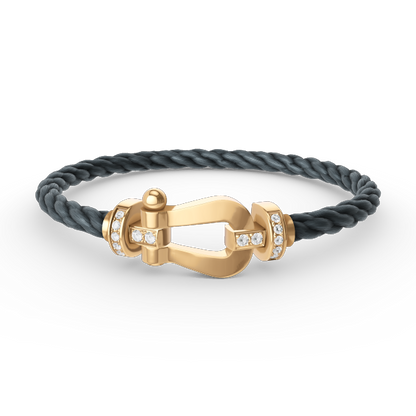 [⭐Aura]FORCE LARGE HORSESHOE HALF DIAMOND BRACELET GOLD