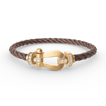 [⭐Aura]FORCE LARGE HORSESHOE HALF DIAMOND BRACELET GOLD