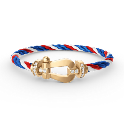 [⭐Aura]FORCE LARGE HORSESHOE HALF DIAMOND BRACELET GOLD