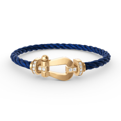 [⭐Aura]FORCE LARGE HORSESHOE HALF DIAMOND BRACELET GOLD
