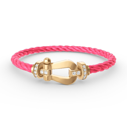 [⭐Aura]FORCE LARGE HORSESHOE HALF DIAMOND BRACELET GOLD