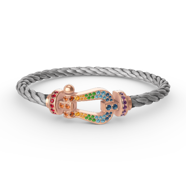 [⭐Aura]FORCE LARGE HORSESHOE  COLORED DIAMOND BRACELET ROSE GOLD