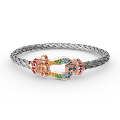 [⭐Aura]FORCE LARGE HORSESHOE  COLORED DIAMOND BRACELET ROSE GOLD