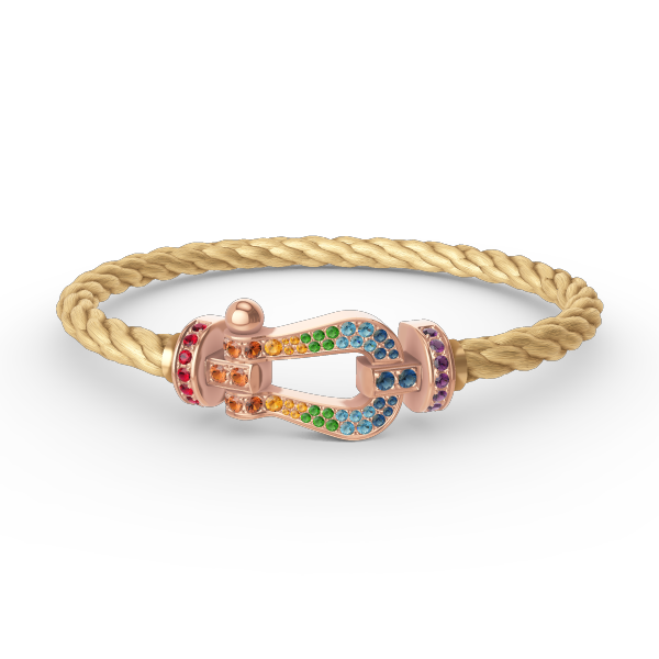 [⭐Aura]FORCE LARGE HORSESHOE  COLORED DIAMOND BRACELET ROSE GOLD