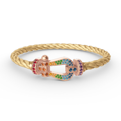 [⭐Aura]FORCE LARGE HORSESHOE  COLORED DIAMOND BRACELET ROSE GOLD
