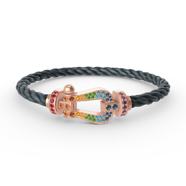 [⭐Aura]FORCE LARGE HORSESHOE  COLORED DIAMOND BRACELET ROSE GOLD