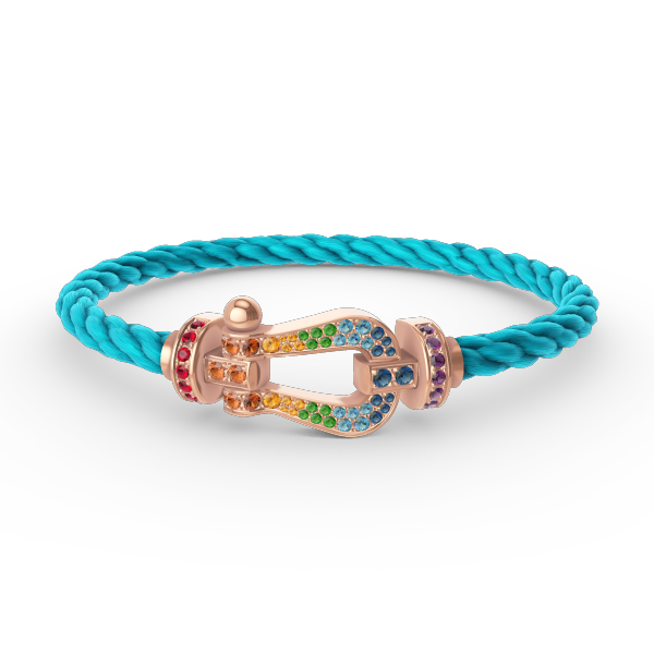 [⭐Aura]FORCE LARGE HORSESHOE  COLORED DIAMOND BRACELET ROSE GOLD