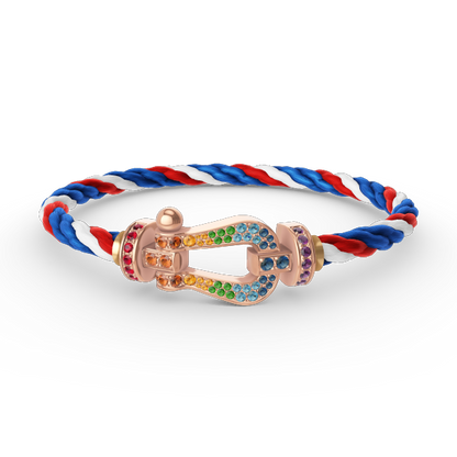 [⭐Aura]FORCE LARGE HORSESHOE  COLORED DIAMOND BRACELET ROSE GOLD