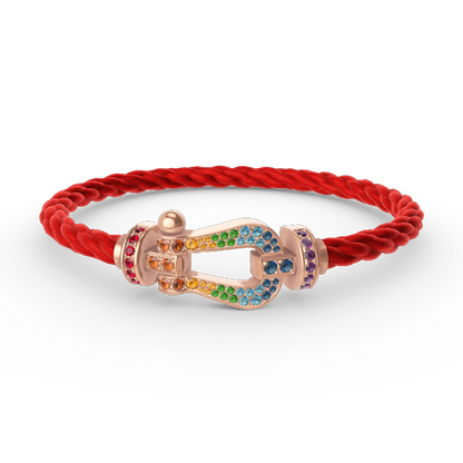 [⭐Aura]FORCE LARGE HORSESHOE  COLORED DIAMOND BRACELET ROSE GOLD