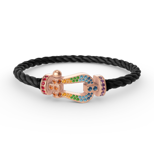 [⭐Aura]FORCE LARGE HORSESHOE  COLORED DIAMOND BRACELET ROSE GOLD