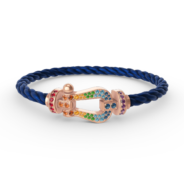 [⭐Aura]FORCE LARGE HORSESHOE  COLORED DIAMOND BRACELET ROSE GOLD