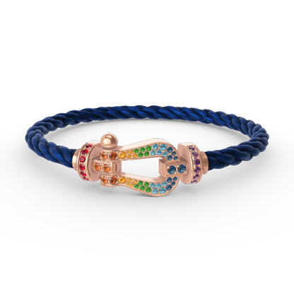 [⭐Aura]FORCE LARGE HORSESHOE  COLORED DIAMOND BRACELET ROSE GOLD