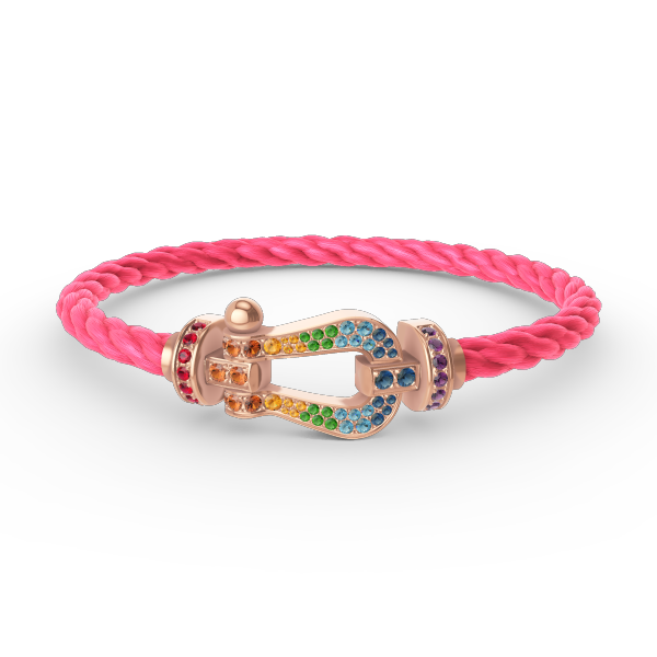 [⭐Aura]FORCE LARGE HORSESHOE  COLORED DIAMOND BRACELET ROSE GOLD