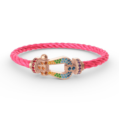 [⭐Aura]FORCE LARGE HORSESHOE  COLORED DIAMOND BRACELET ROSE GOLD