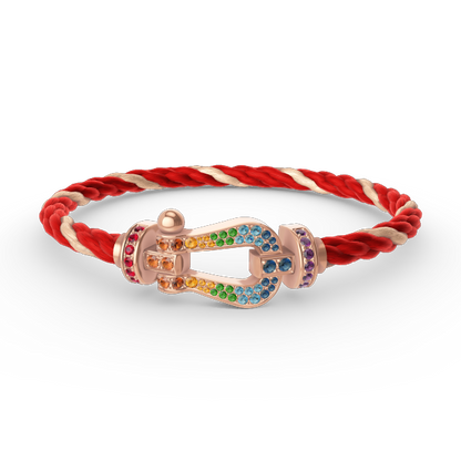 [⭐Aura]FORCE LARGE HORSESHOE  COLORED DIAMOND BRACELET ROSE GOLD