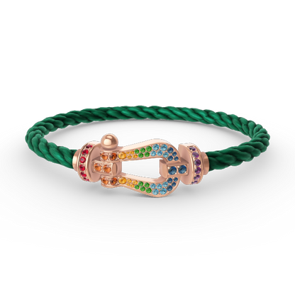 [⭐Aura]FORCE LARGE HORSESHOE  COLORED DIAMOND BRACELET ROSE GOLD