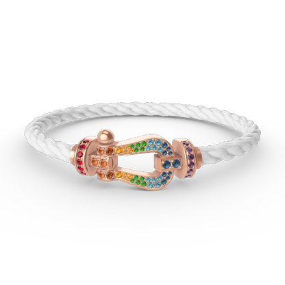 [⭐Aura]FORCE LARGE HORSESHOE  COLORED DIAMOND BRACELET ROSE GOLD