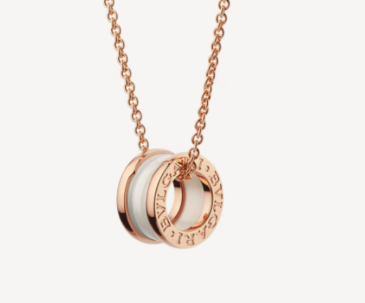 [⭐Aura]ZERO 1 WHITE CERAMIC PINK GOLD NECKLACE