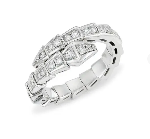 [⭐Aura]SERPENTI RING SILVER DIAMOND PAVED 4MM