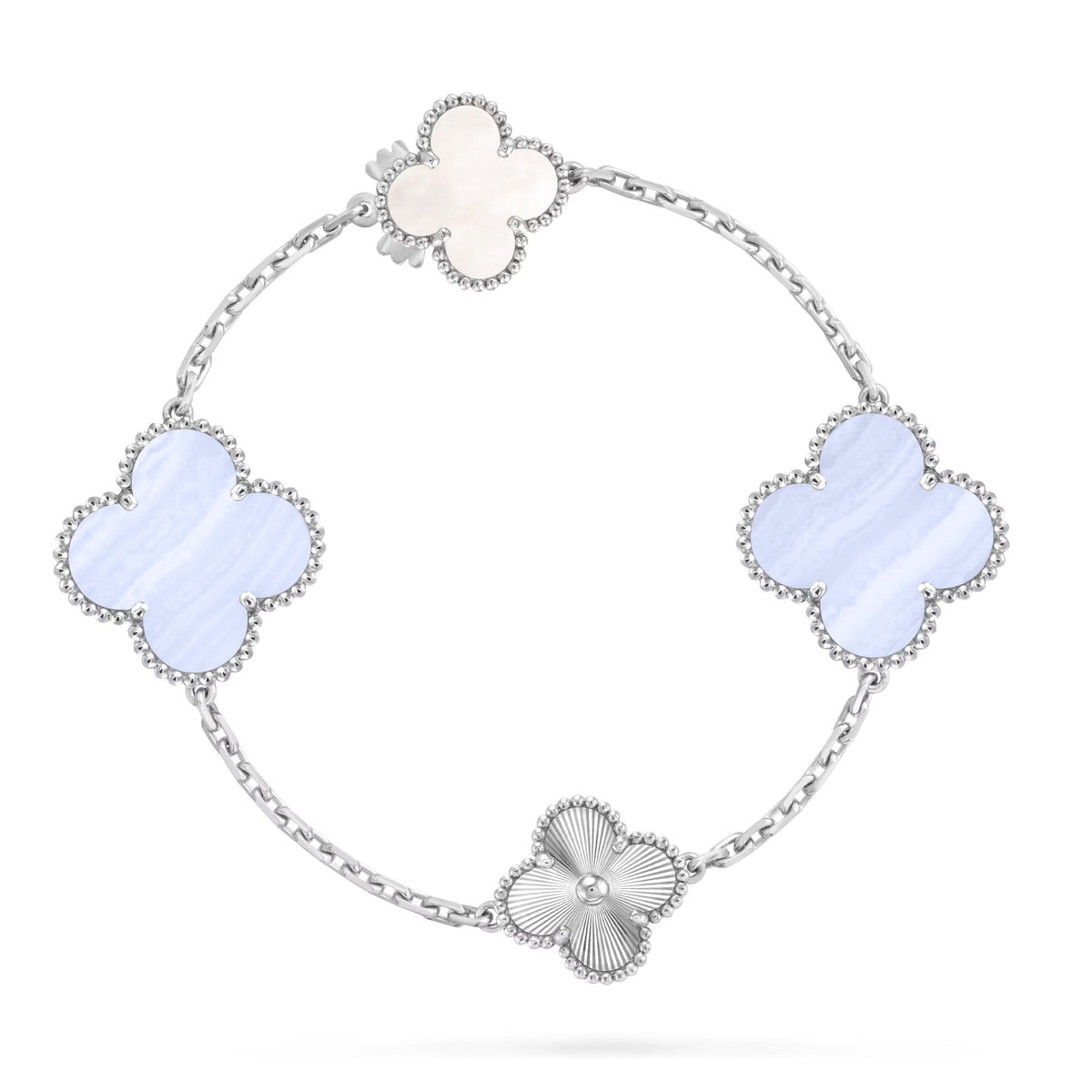 [⭐Aura]DETACHABLE CLOVER 15(11+4) FLOWER SILVER NECKLACE SET