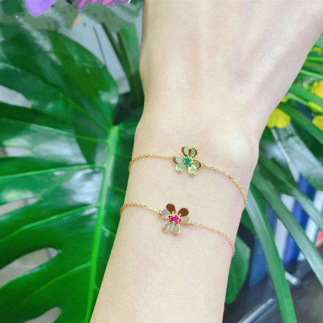 [⭐Aura]FRIVOLE GOLD FLOWER PINK MALACHITE BRACELET