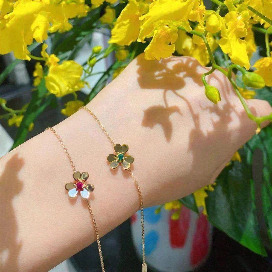 [⭐Aura]FRIVOLE GOLD FLOWER PINK MALACHITE BRACELET