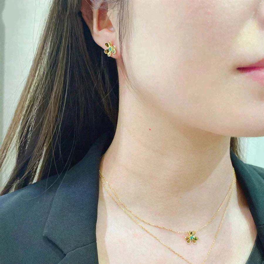 [⭐Aura]FRIVOLE  FLOWER MALACHITE EARRINGS