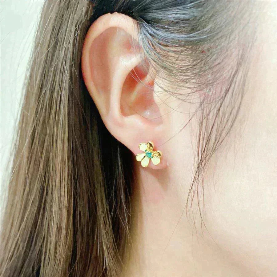 [⭐Aura]FRIVOLE  FLOWER MALACHITE EARRINGS