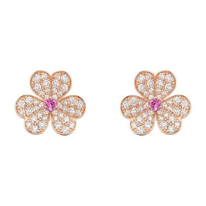 [⭐Aura]FRIVOLE PINK GOLD FLOWER DIAMOND EARRINGS