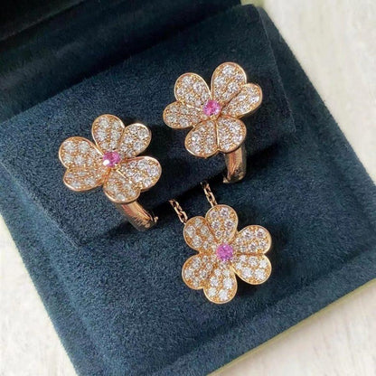 [⭐Aura]FRIVOLE ROSE GOLD FLOWER DIAMOND NECKLACE