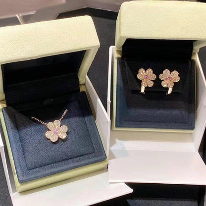 [⭐Aura]FRIVOLE PINK GOLD FLOWER DIAMOND EARRINGS