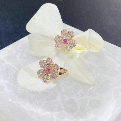[⭐Aura]FRIVOLE PINK GOLD FLOWER DIAMOND EARRINGS