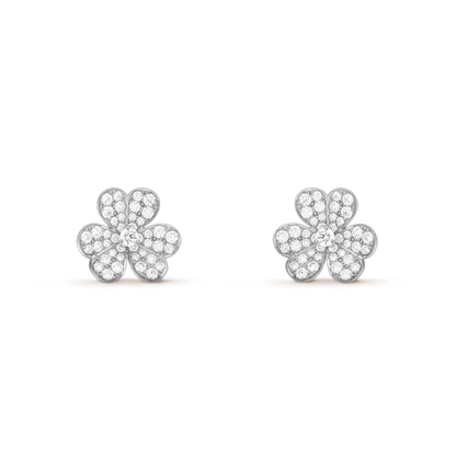 [⭐Aura]FRIVOLE SILVER FLOWER DIAMOND EARRINGS