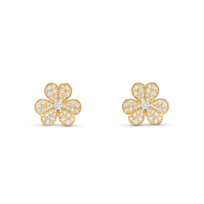 [⭐Aura]FRIVOLE GOLD FLOWER DIAMOND EARRINGS