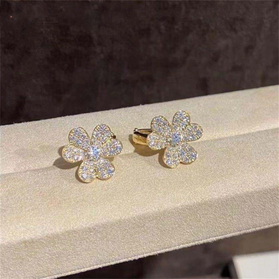 [⭐Aura]FRIVOLE GOLD FLOWER DIAMOND EARRINGS