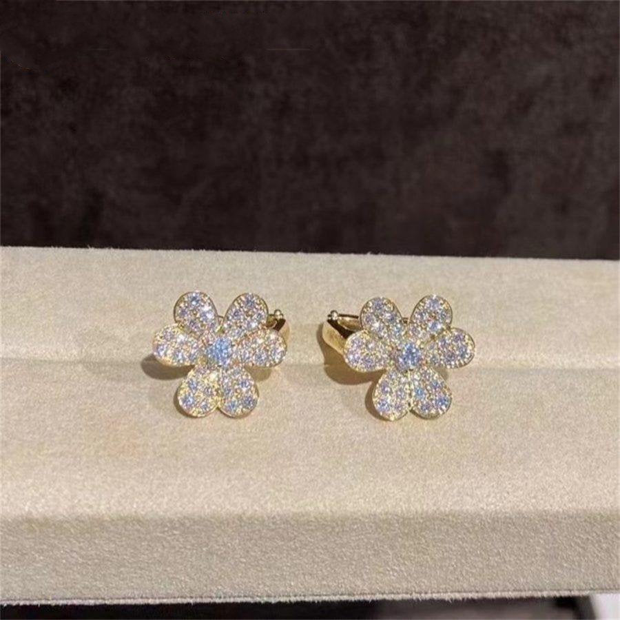 [⭐Aura]FRIVOLE GOLD FLOWER DIAMOND EARRINGS
