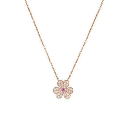 [⭐Aura]FRIVOLE ROSE GOLD FLOWER DIAMOND NECKLACE