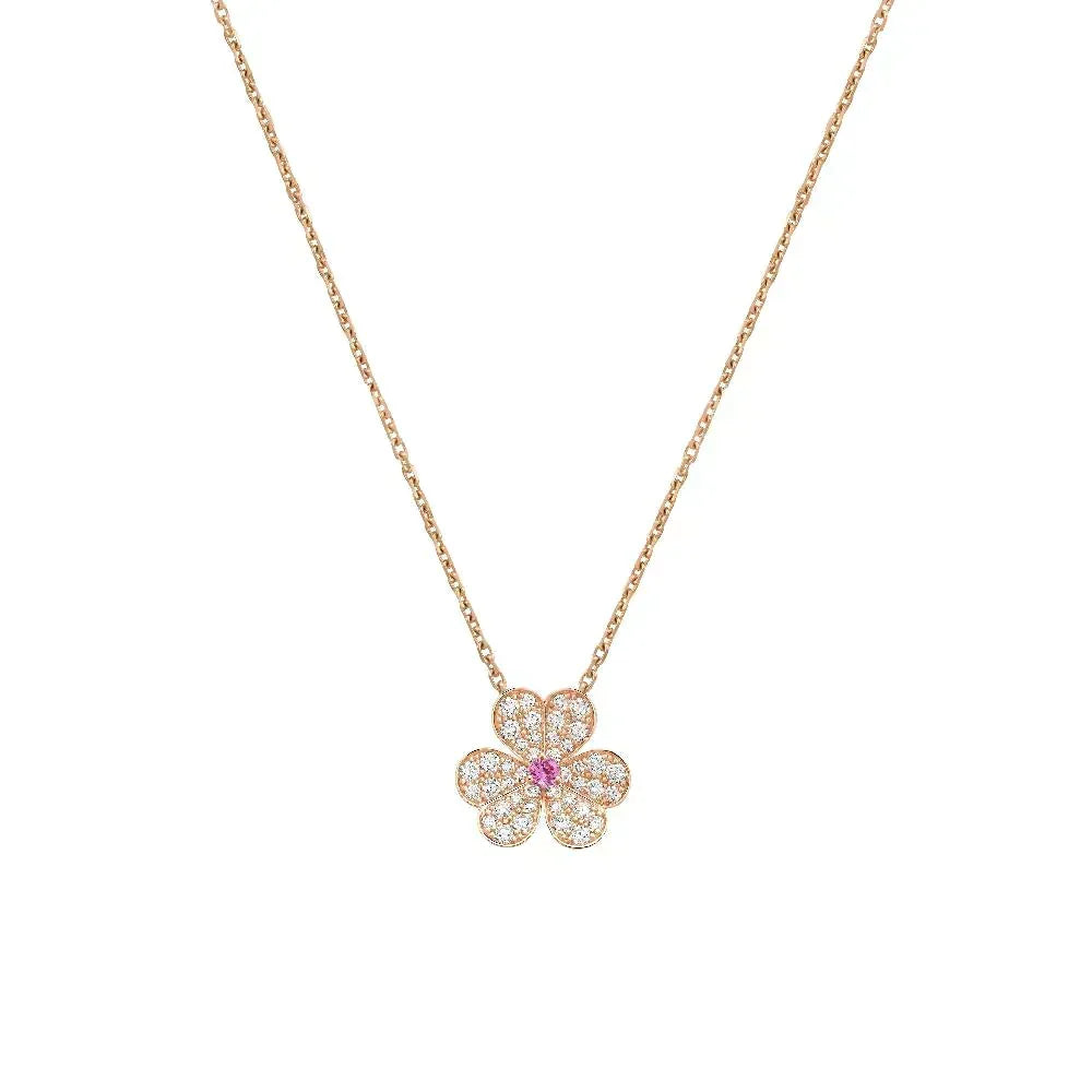 [⭐Aura]FRIVOLE ROSE GOLD FLOWER DIAMOND NECKLACE