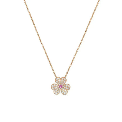 [⭐Aura]FRIVOLE ROSE GOLD FLOWER DIAMOND NECKLACE