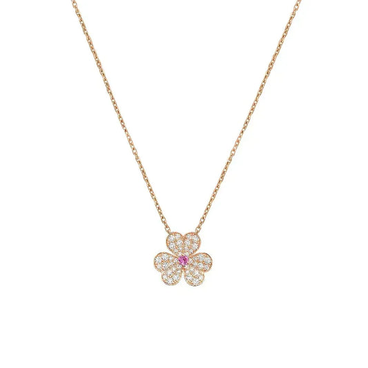 [⭐Aura]FRIVOLE ROSE GOLD FLOWER DIAMOND NECKLACE