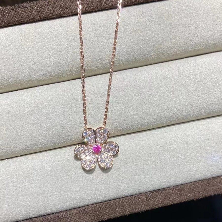 [⭐Aura]FRIVOLE ROSE GOLD FLOWER DIAMOND NECKLACE