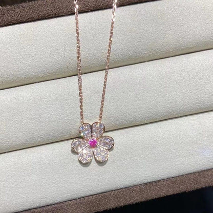 [⭐Aura]FRIVOLE ROSE GOLD FLOWER DIAMOND NECKLACE
