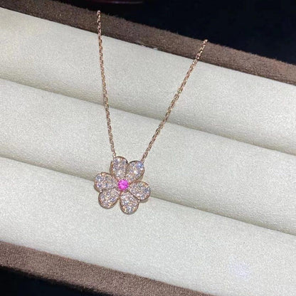 [⭐Aura]FRIVOLE ROSE GOLD FLOWER DIAMOND NECKLACE