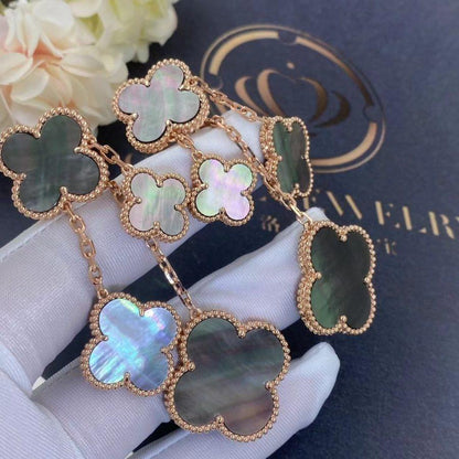 [⭐Aura]CLOVER EARRINGS DARK MOP 4 MOTIFS ROSE GOLD