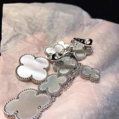 [⭐Aura]CLOVER EARRINGS WHITE MOP 4 MOTIFS SILVER