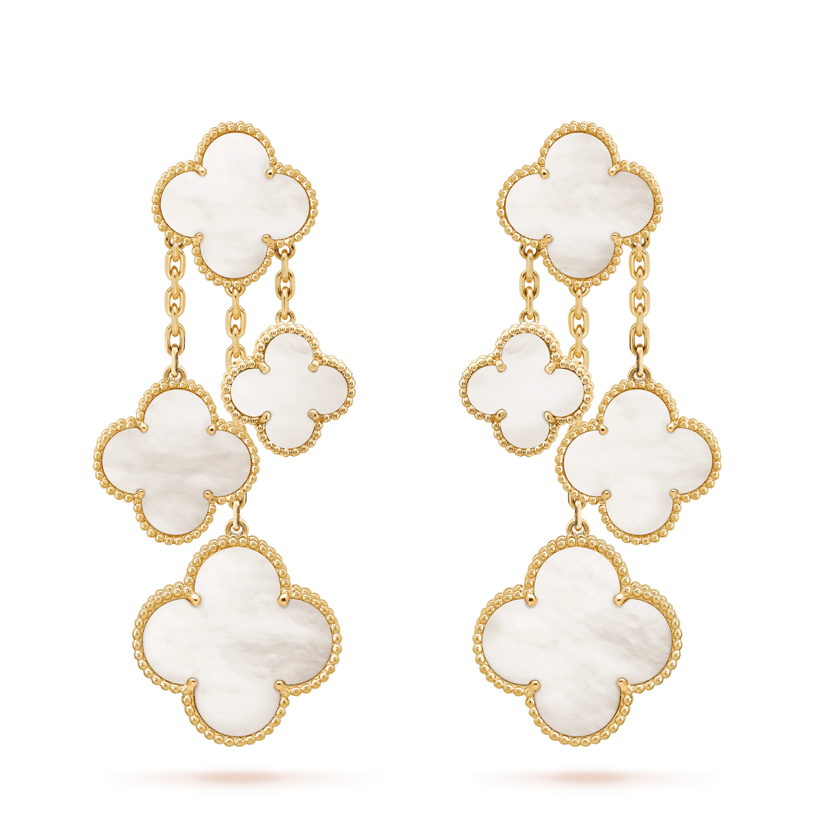[⭐Aura]CLOVER EARRINGS WHITE MOP 4 MOTIFS GOLD