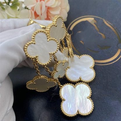 [⭐Aura]CLOVER EARRINGS WHITE MOP 4 MOTIFS GOLD