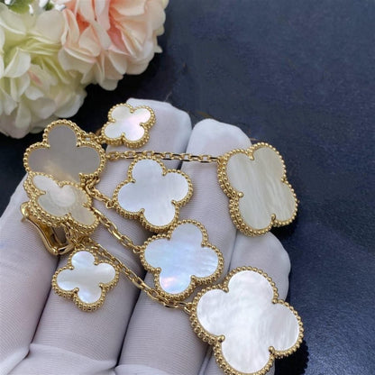 [⭐Aura]CLOVER EARRINGS WHITE MOP 4 MOTIFS GOLD
