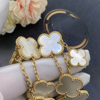 [⭐Aura]CLOVER EARRINGS WHITE MOP 4 MOTIFS GOLD